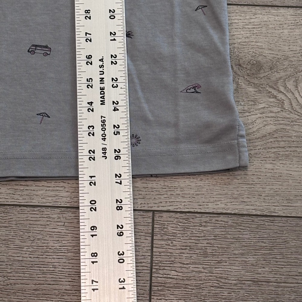 Travis Mathew Polo Shirt Mens Small Gray Beach Print AOP‎ Golf Casual Preppy - Picture 5 of 8